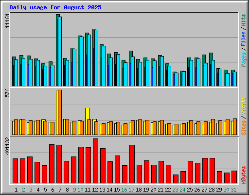 Daily usage for August 2025