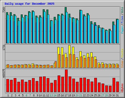 Daily usage for December 2025